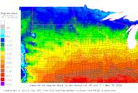 South Dakota USA base 32 degree-days to date