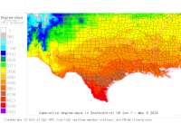 Mississippi USA base 32 degree-days to date