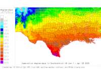 Mississippi USA base 32 degree-days to date